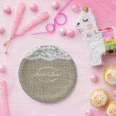 Burlap & Lace Simple Rustic Elegante Wedding Custo Pappteller (Party)