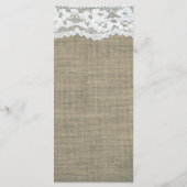 Burlap & Lace Simple Rustic Elegante Wedding Menu Menükarte (Rückseite)