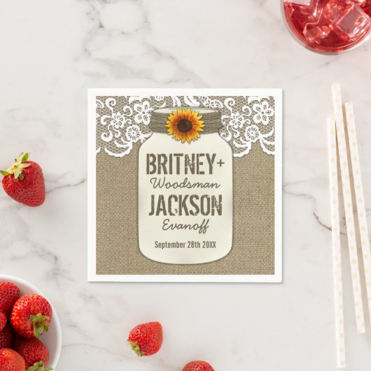 Burlap Lace Sunflower Mason Jar Wedding Napkins Serviette (Beispiel)