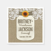 Burlap Lace Sunflower Mason Jar Wedding Napkins Serviette (Vorderseite)