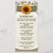 Burlap Lace Sunflower Mason Jar Weddingprogramme Programm (Rückseite)