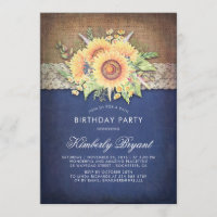 Burlap Lace Sunflower Navy Rustikale Geburtstagspa