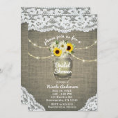 Burlap Lace Sunflowers & Daisies Mason Jar Rustic Einladung (Vorne/Hinten)