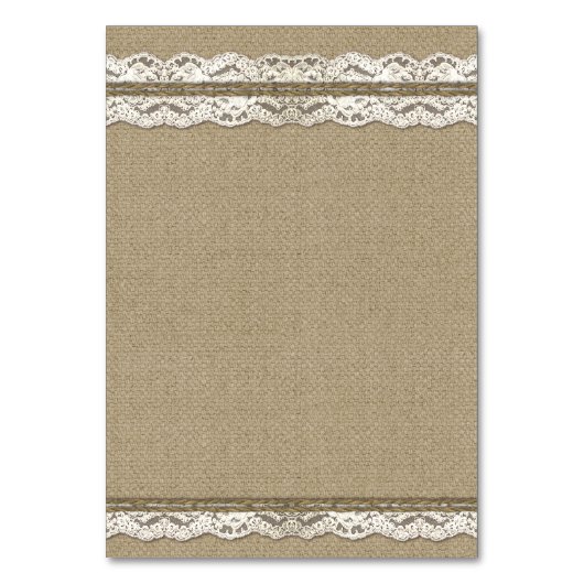 Burlap Lace Wedding Reception Hotel Unterkunft Tischnummer (Rückseite)