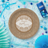 Burlap Lace Wood Rustic Wedding Brautparty Pappteller (Party)