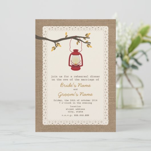 Burlap- Lantern-Camping-Fall-Probe Einladung (Stehend Vorderseite)