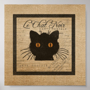 Burlap Le Chat Noir Französisch Die schwarze Katze Poster