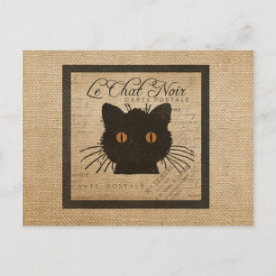 Burlap Le Chat Noir Französisch Die schwarze Katze Postkarte