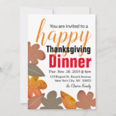 Burlap Leaf, Happy Thanksgiving Dinner Einladung (Vorderseite)