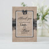 Burlap-, Leinen- und Spitzenfeier Dankeschön Karte (Stehend Vorderseite)
