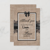 Burlap-, Leinen- und Spitzenfeier Dankeschön Karte (Vorne/Hinten)