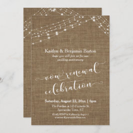 Burlap Light Strings Vow Renewal Celebration Einladung