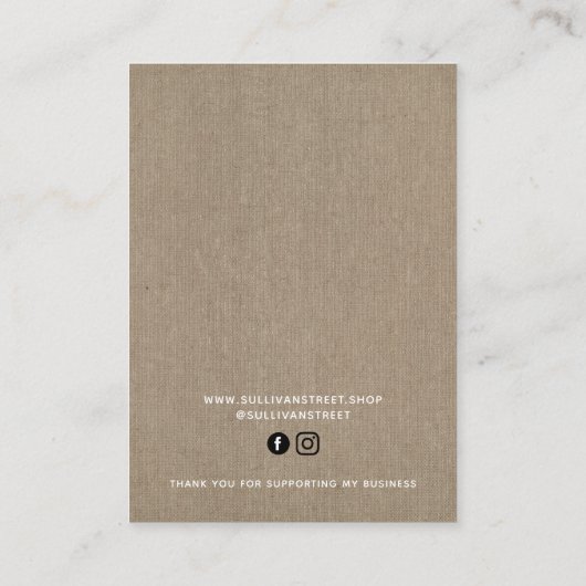 Burlap Lights-Kette Ohrringe Display Card Telefonnummerkarte (Rückseite)