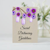 Burlap Lila Floral Mason Jar Sicherheitsmaßnahmen Begleitkarte (Stehend Vorderseite)