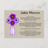 Burlap Lila Floral Mason Jar Sicherheitsmaßnahmen Begleitkarte (Vorderseite)