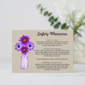 Burlap Lila Floral Mason Jar Sicherheitsmaßnahmen Begleitkarte (Stehend Vorderseite)