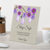 Burlap Lila Floral Mason Jar Wedding Safety Sockelschild (In SItu)