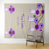 Burlap Lila Floral Mason Jars Foto Hintergrund Wandteppich (Beispiel (Horizontal))