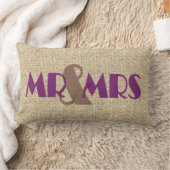 Burlap lila mr mrs Hochzeit dekoratives Kissen (Decke)