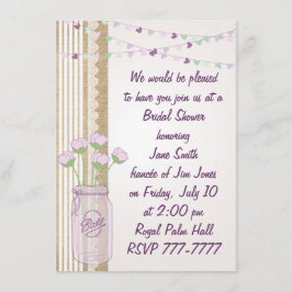 Burlap Lilac Lila Mason Jar Brautparty Invita Einladung