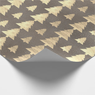 Burlap Linen Hütte Gold Brown Weihnachtsbaum Geschenkpapier