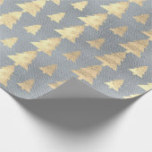 Burlap Linen Hütte Gold Gray Blue Weihnachtsbaum Geschenkpapier (Ecke)