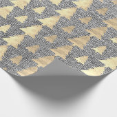 Burlap Linen Hütte Gold Gray Weihnachtsbaum Geschenkpapier (Ecke)