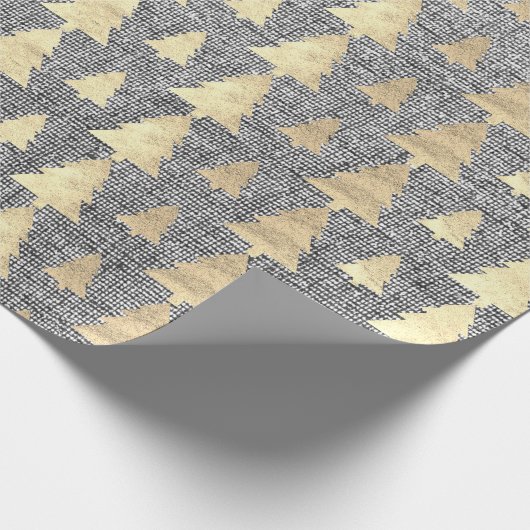 Burlap Linen Hütte Gold Gray Weihnachtsbaum Geschenkpapier (Ecke)