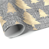 Burlap Linen Hütte Gold Gray Weihnachtsbaum Geschenkpapier (Rolleneckpunkt)