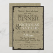 Burlap Look 5 x 7 Probe Abendessen Einladung (Vorne/Hinten)