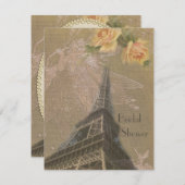 Burlap Look Eiffel Tower & Fairies Brautparty Einladung (Vorne/Hinten)