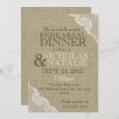 Burlap Look Probe Dinner Einladung (Vorne/Hinten)