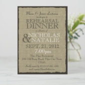 Burlap Look Probe Dinner Einladung (Stehend Vorderseite)