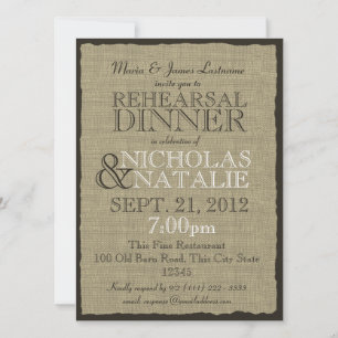 Burlap Look Probe Dinner Einladung