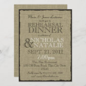 Burlap Look Probe Dinner Einladung (Vorne/Hinten)