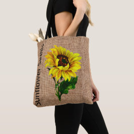 Burlap Look Sunflower Tote Bag Tasche