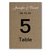 Burlap Look Wedding Tischnummer Cards (Rückseite)