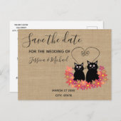 Burlap lustige niedliche Cartoon Katzen Save the D Ankündigungspostkarte (Vorne/Hinten)