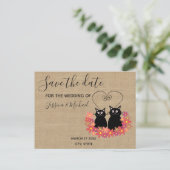 Burlap lustige niedliche Cartoon Katzen Save the D Ankündigungspostkarte (Stehend Vorderseite)