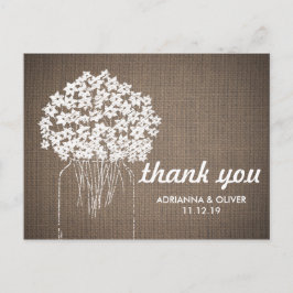 Burlap Mason Jar Blume Hochzeit Vielen Dank Postkarte