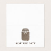 Burlap Mason Jar, Foto Save the Date Card Visitenkarten (Außenseite Aufgefaltet)
