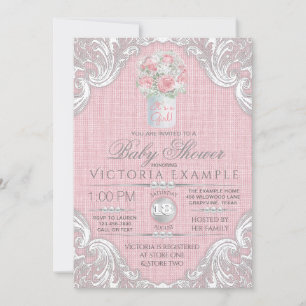 Burlap Mason Jar Rustic Baby Shower Einladungen