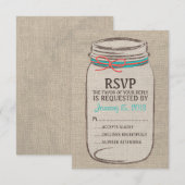 Burlap Mason Jar Rustic RSVP Karte (Vorne/Hinten)