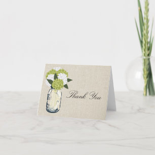 Burlap Mason Jar und Hydrangeas Dankeskarte