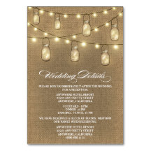 Burlap Mason Jar Wedding Empfang + Hotel Cards