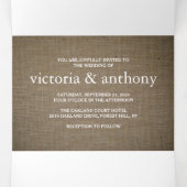 Burlap Mason Jar Wedding Suite Dreifach Gefaltete Einladung (Innenseite Mitte)