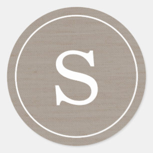 Burlap Monogramm Runder Aufkleber