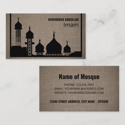 Burlap-Moschee-Silhouette, islamisch, religiös Visitenkarte (Vorne/Hinten)