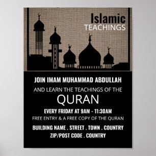 Burlap-Moschee-Silhouette, islamisches Lehreradver Poster