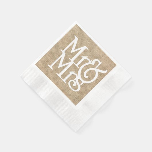 Burlap Mr. & Mrs Paper Napkins Serviette (Ecke)